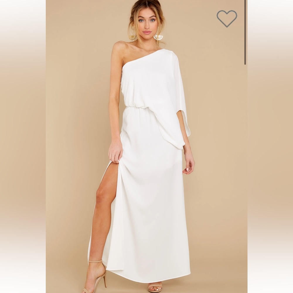White One Shoulder Maxi